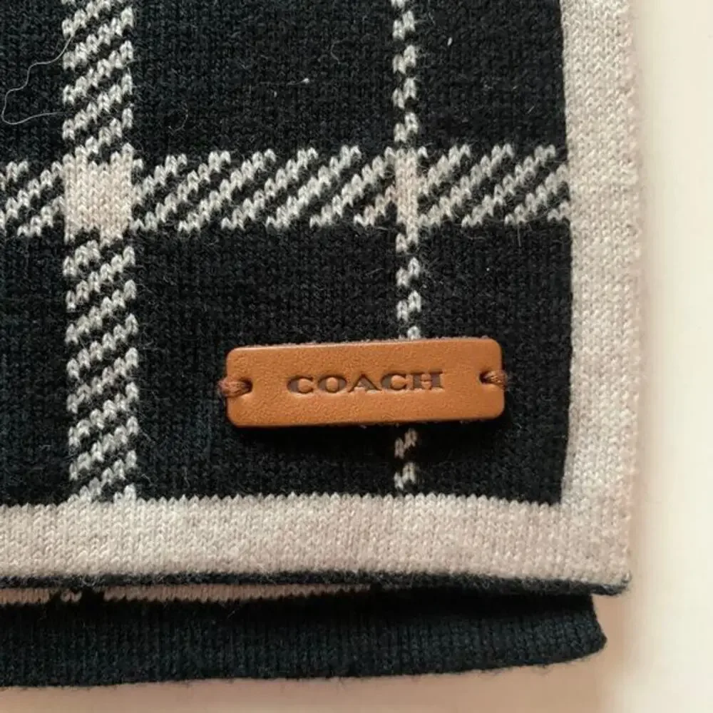COACH Scarf Vintage Reversible Wool Wrap UniSex Neck Muffler Cozy Classic Demure